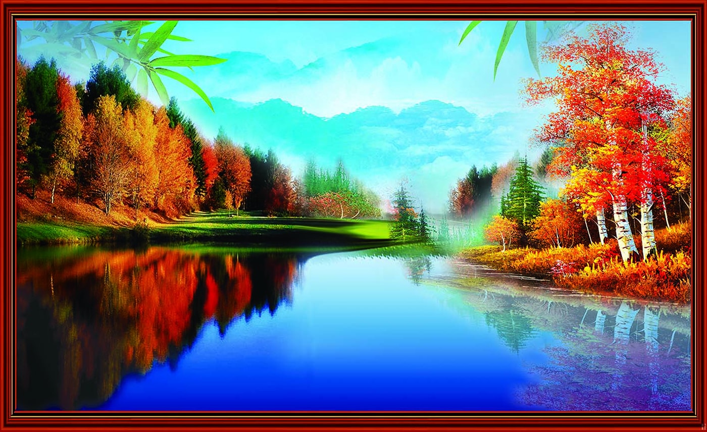 Tranh phong cảnh mùa thu nắng trong xanh