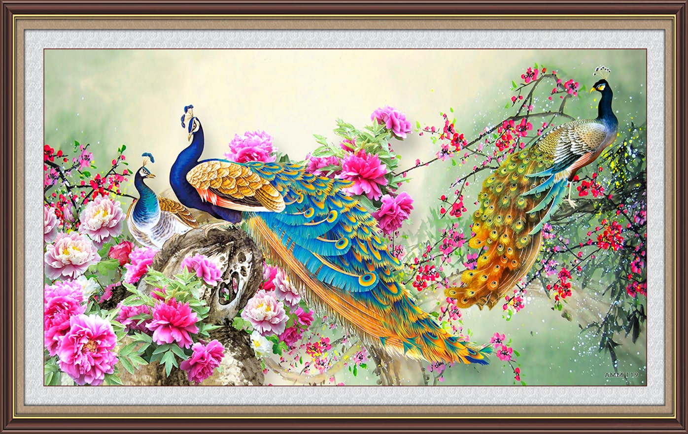 Tranh phong thủy chim công đẹp