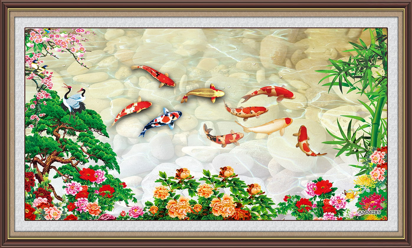 Quần ngư hội tụ hoa mẫu đơn