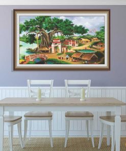 tranh chợ quê đầu làng