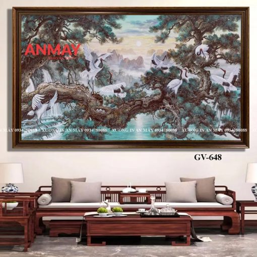 Tranh sơn dầu tùng hạc An Mây Decor uy tín chất lượng